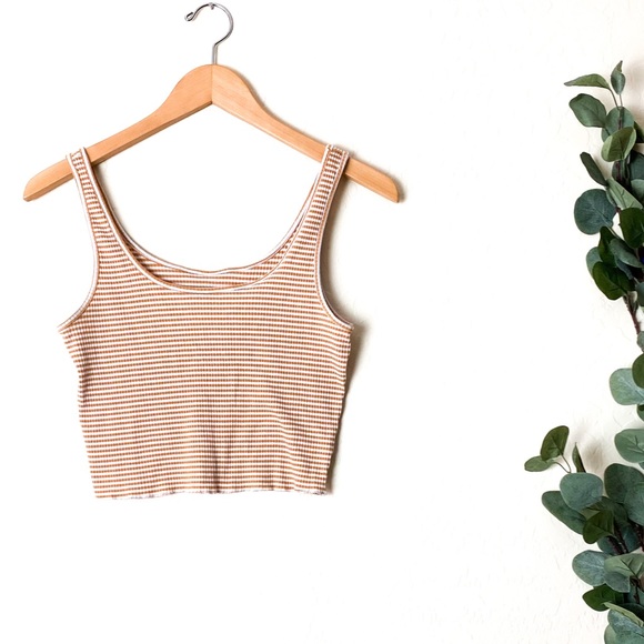 Tops - Tank Crop Orange White Stripe